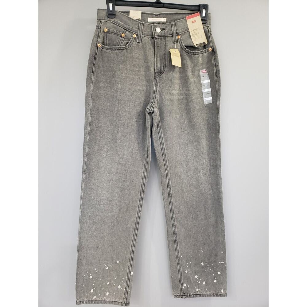 NEW Levis Size 29‎ Low Pro Straight Jean Gray Splatter Acid Wash Bleach 90s y2k